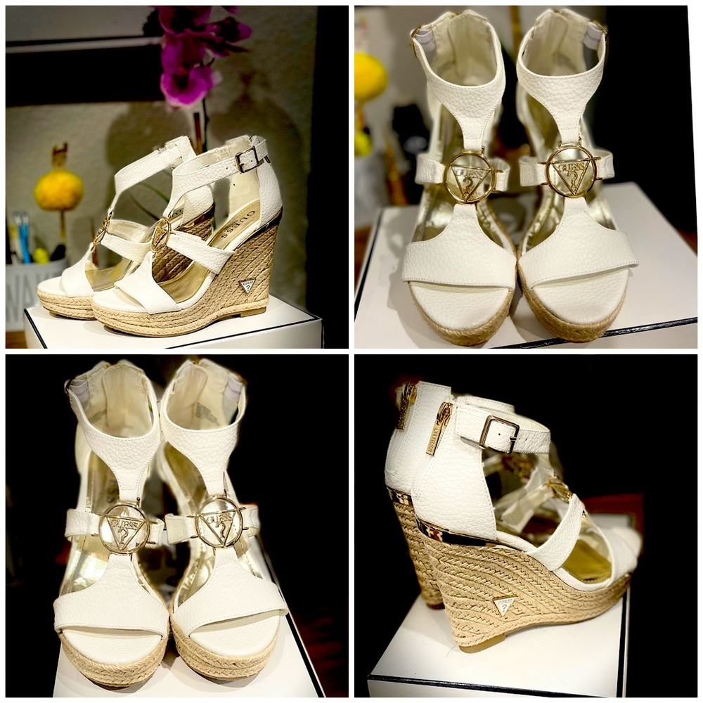 GUESS - White Janessa Core Wedge, Size 5